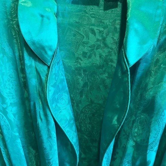 Vintage Victorias Secret Gold Label Paisley Green Satin Robe M/L - Picture 10 of 14